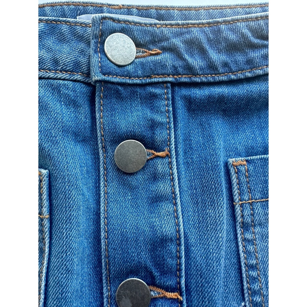 Ann Taylor LOFT Denim Skirt Blue Button Front Frayed Hem 70s Boho Casual Size 2 - Picture 16 of 16